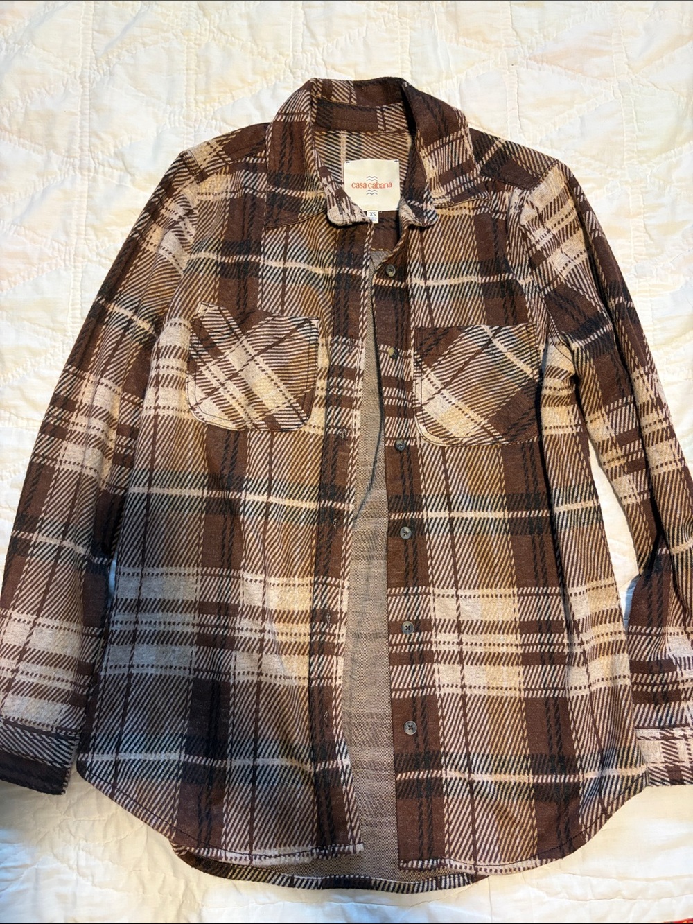 Cozy Brown Plaid Button-Down Shirt Jacket